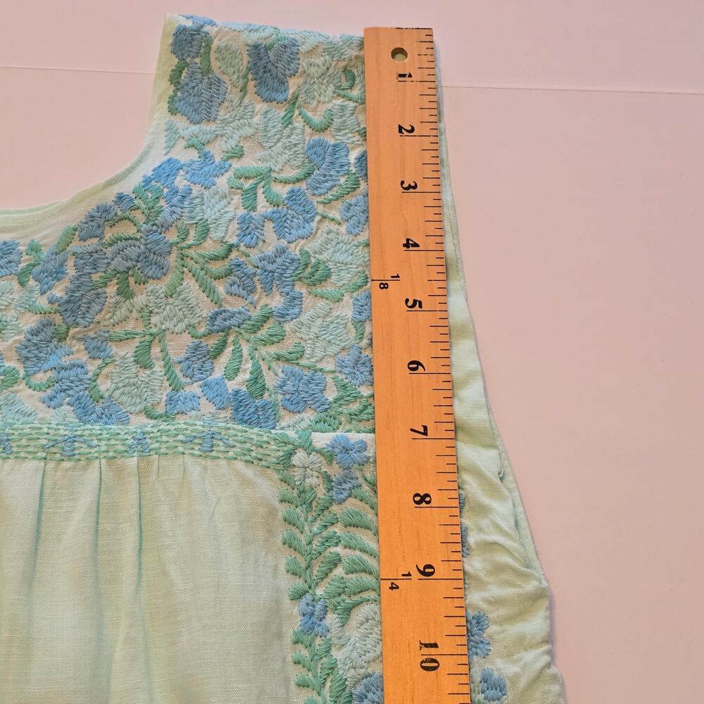 J Marie Top Womens Size Small Green Floral Embroidered Sleeveless Lined Bohemian - Picture 8 of 10